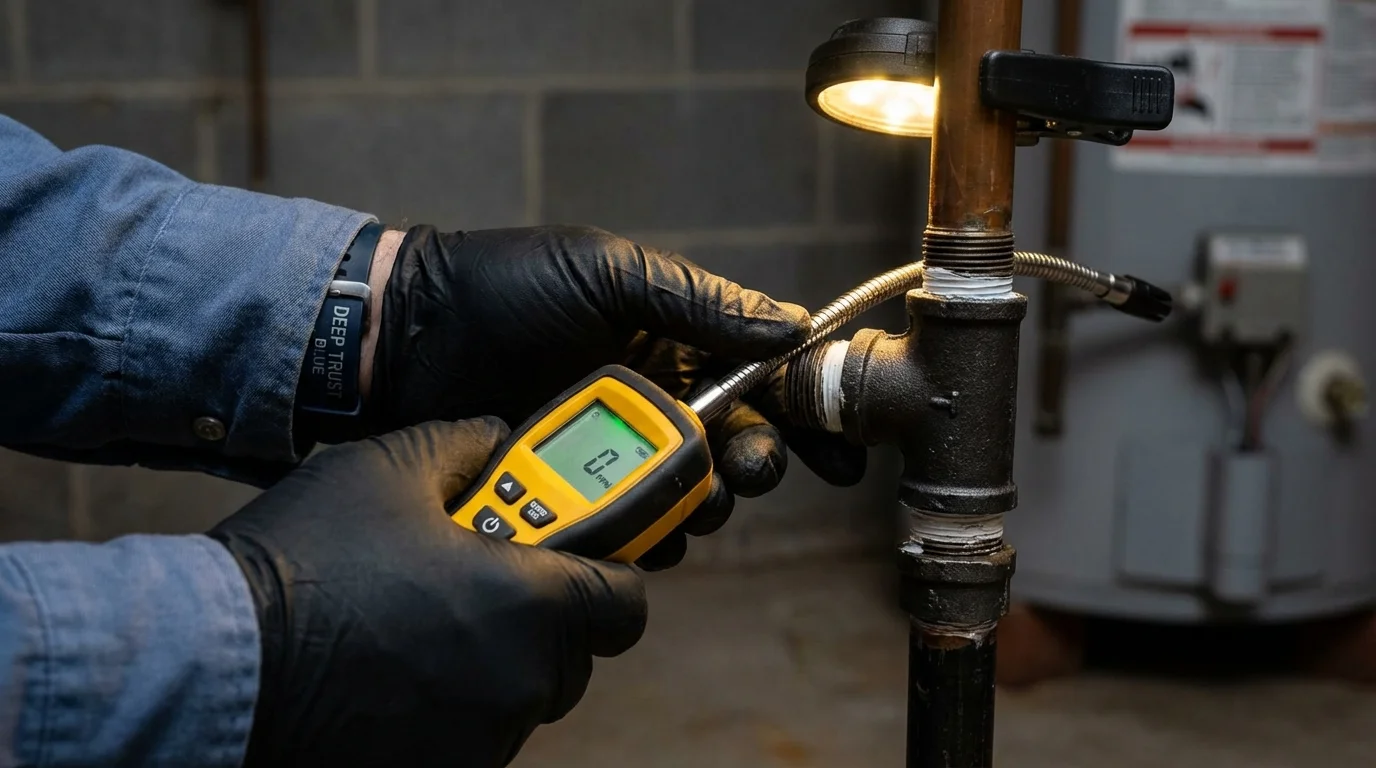 Gas leak detection with electronic sniffer by Johns Plumbing LLC in Throckmorton